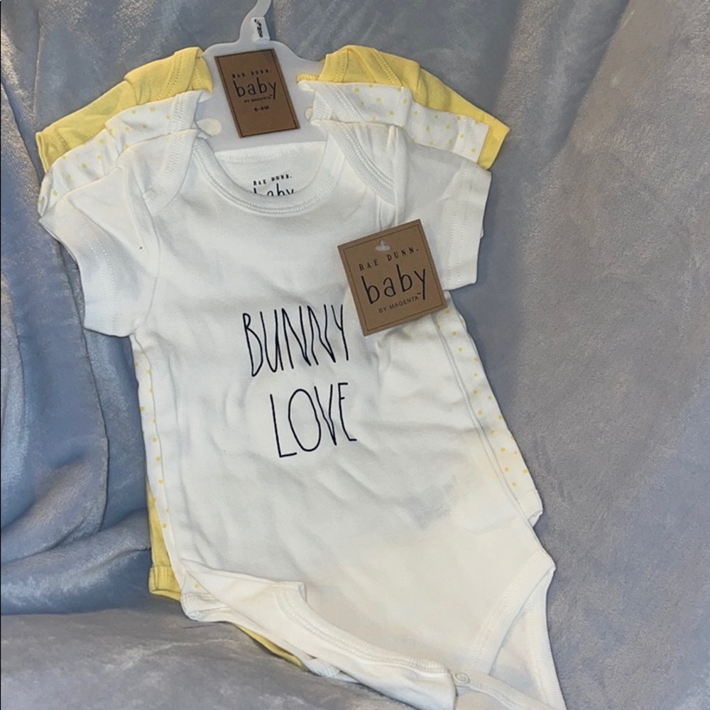 Rae Dunn 3 pack of Onesies 6-9 months